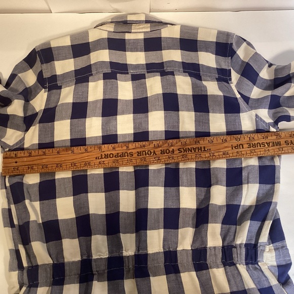 G.H. Bass Co Blue & White Checked Long Sleeve Shirt Dress Womens size medium - Picture 8 of 9